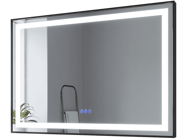 LED Schwarzer Antibeschlage Kaltweiß Warmweiß Rahmen Badspiegel & AQUABATOS Lichtspiegel 6400K Badspiegel 3000K