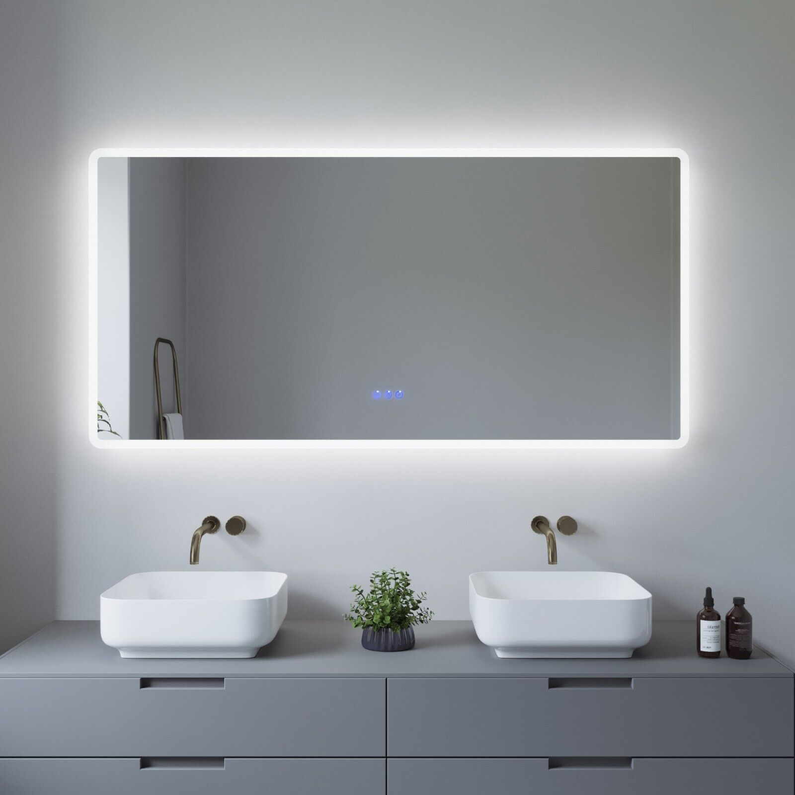 AQUABATOS LED Badezimmerspiegel Touch Warmweiß 3000K 6400K Kaltweiß Beschlagfrei & Badspiegel Wandspiegel
