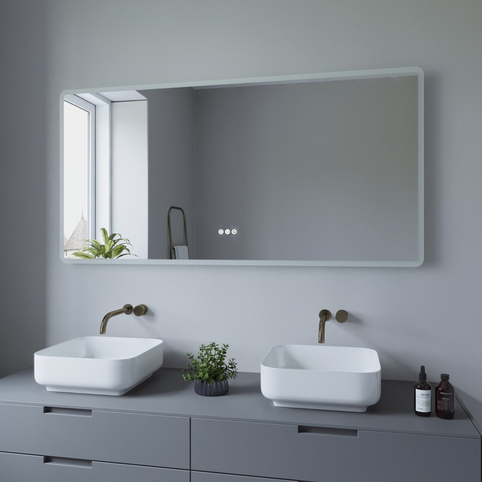 Wandspiegel 6400K Touch & AQUABATOS Kaltweiß Badezimmerspiegel 3000K Beschlagfrei Warmweiß LED Badspiegel
