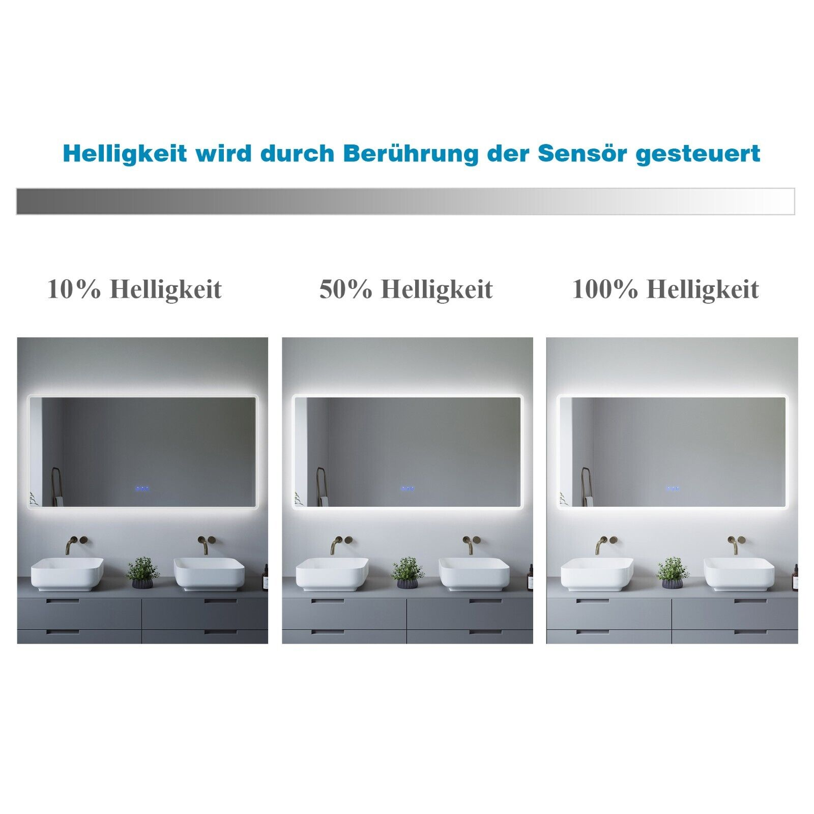 Wandspiegel 6400K Touch & AQUABATOS Kaltweiß Badezimmerspiegel 3000K Beschlagfrei Warmweiß LED Badspiegel
