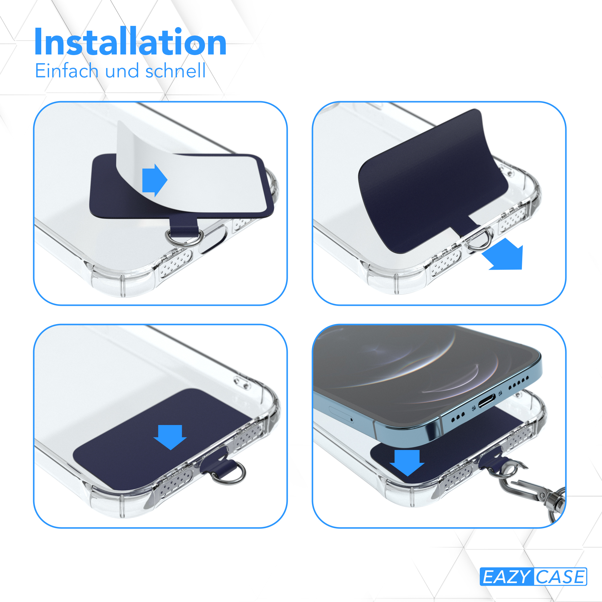 Blau Breit Handyketten-Set CASE EAZY Smartphone für Modelle Universal, alle Umhängetasche, Universal, nutzbar,