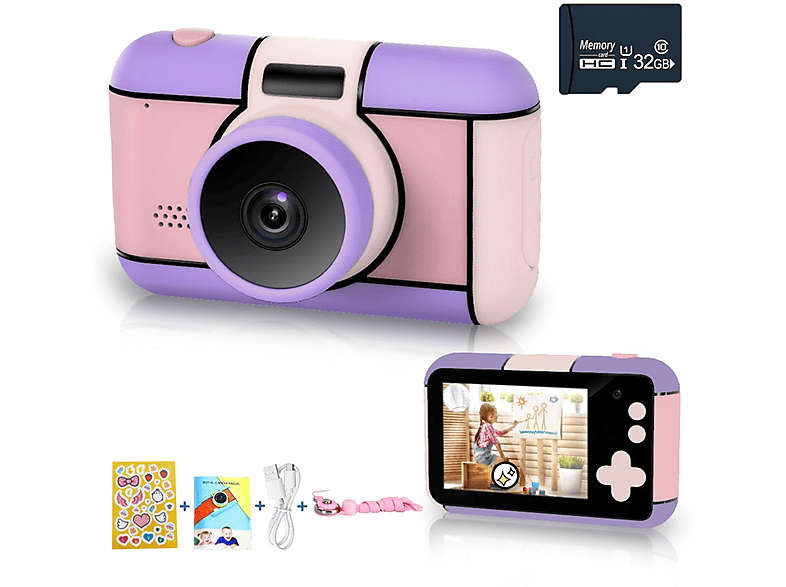 KINSI Kameras für Kinder, Spielzeugkamera, Spielzeug,2,4 Zoll, 32 Megapixel, Kinderkamera Kinderkamera lila, 15.6 cm-