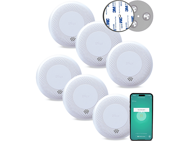 FIUX FXC-3 (6) Rauchmelder und Kohlenmonoxiddetektor, weiß | Smarte Rauchmelder