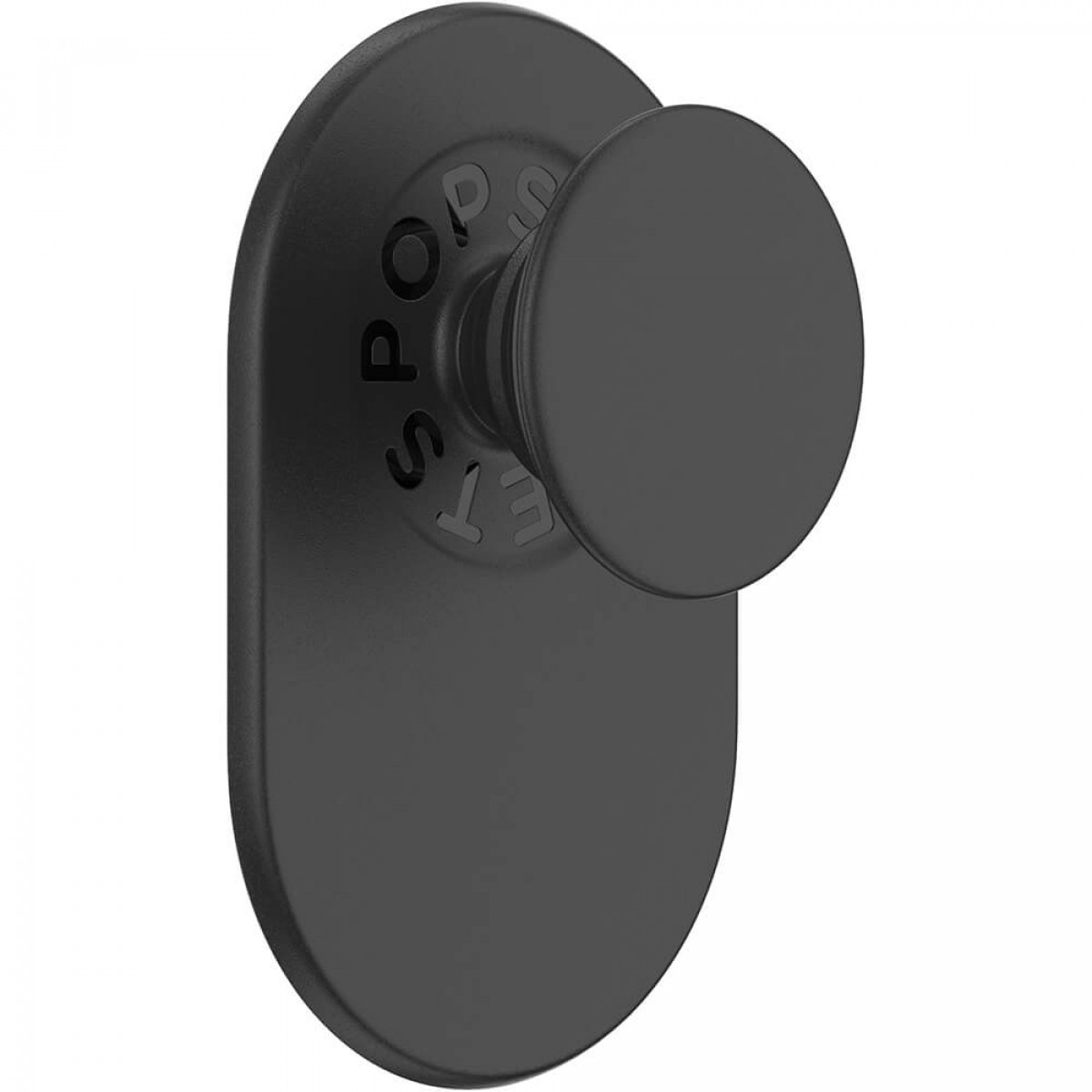 Schwarzer PopSockets-Griff auf weißem Hintergrund.
