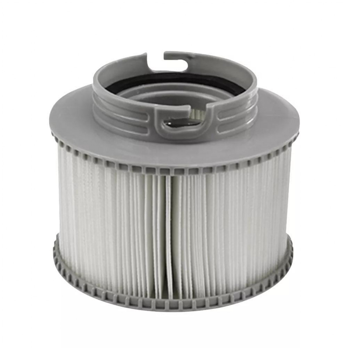 Szary filtr do spa, na białym tle.