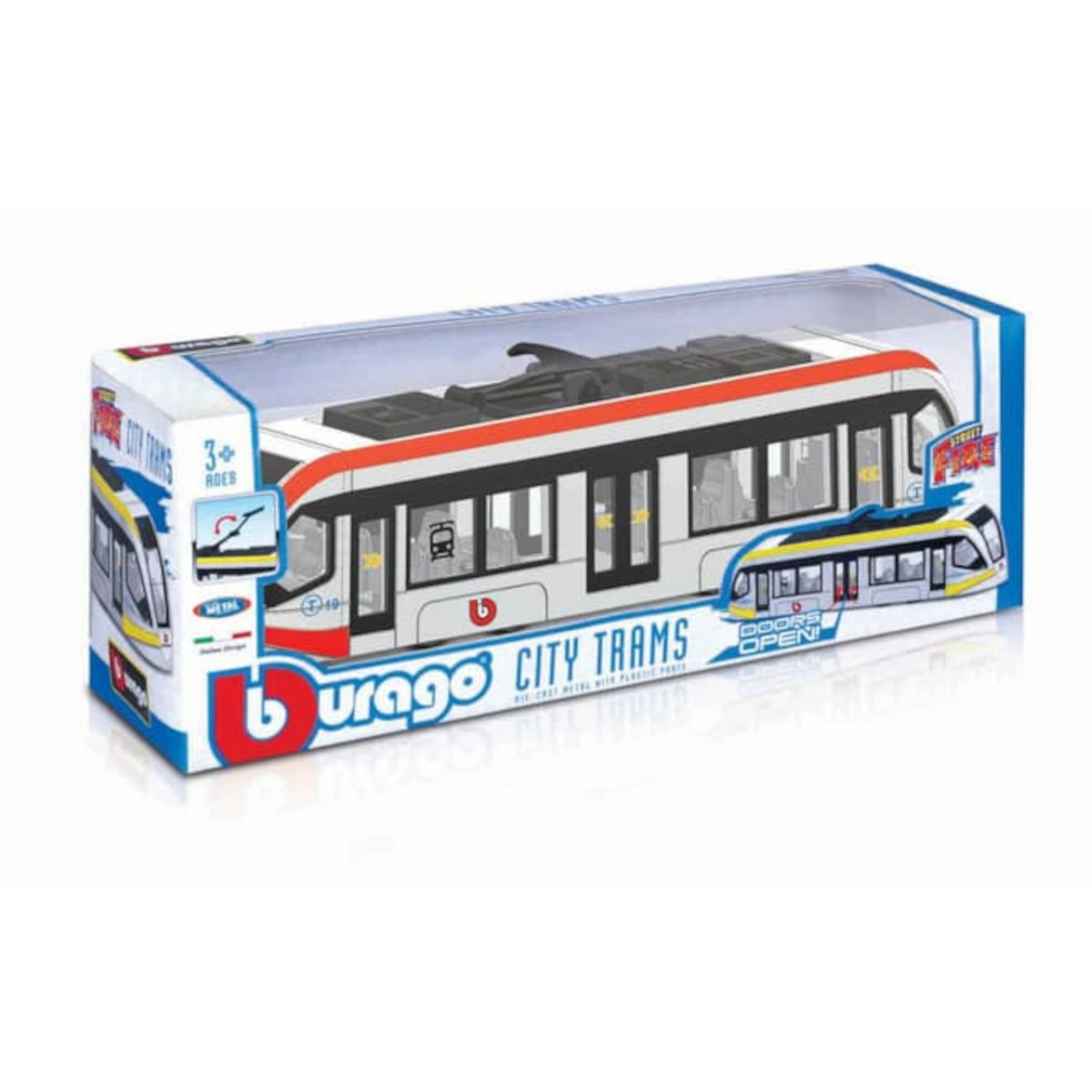 BBURAGO City 19cm) Modellzug (rot-weiß, Street Tram Fire