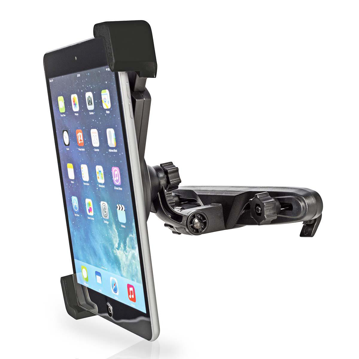 Tablet an einem schwarzen Halter montiert. Der Tablet-Bildschirm zeigt eine UI.