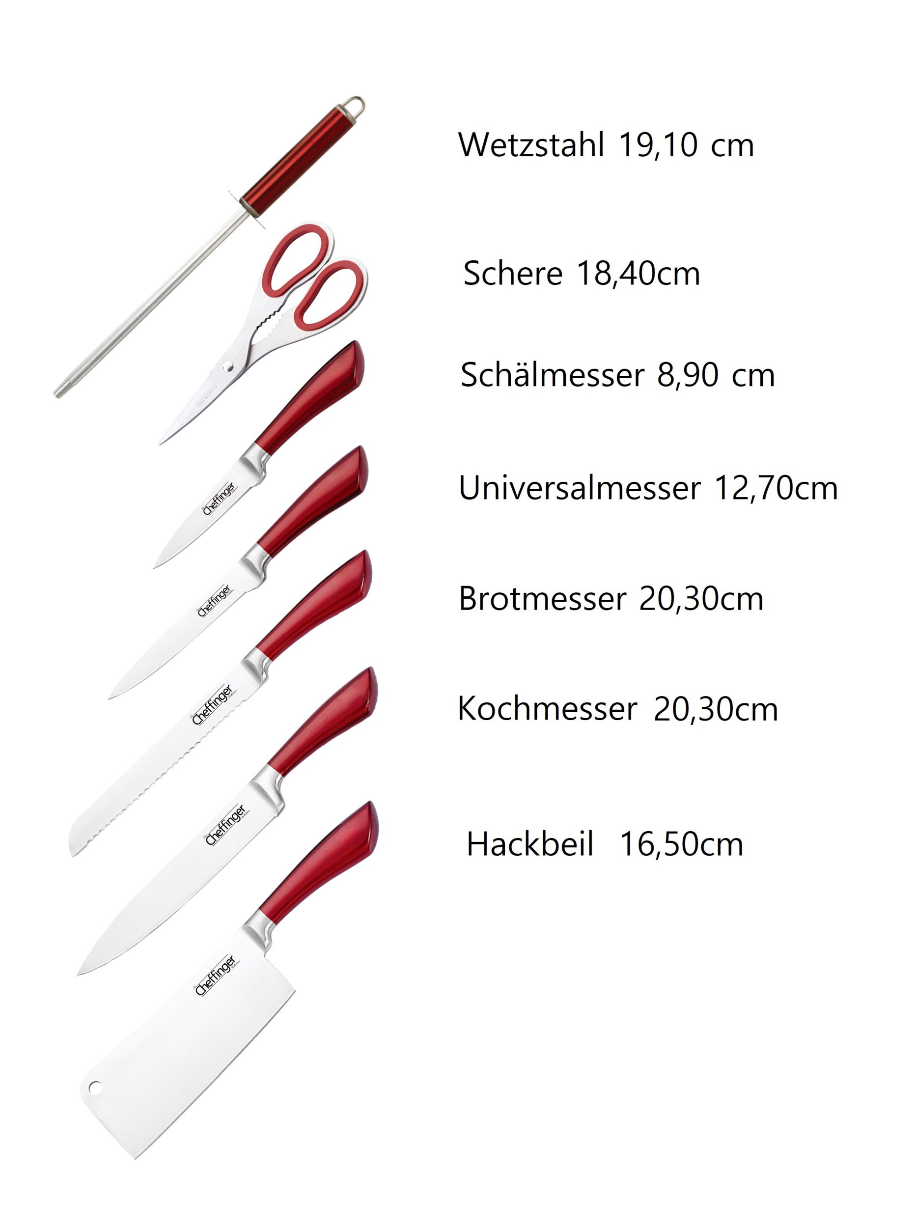 CHEFFINGER 8 tlg Messerset Kochmesser Messerset drehbar Rostfrei Edelstahl Messerständer Messer