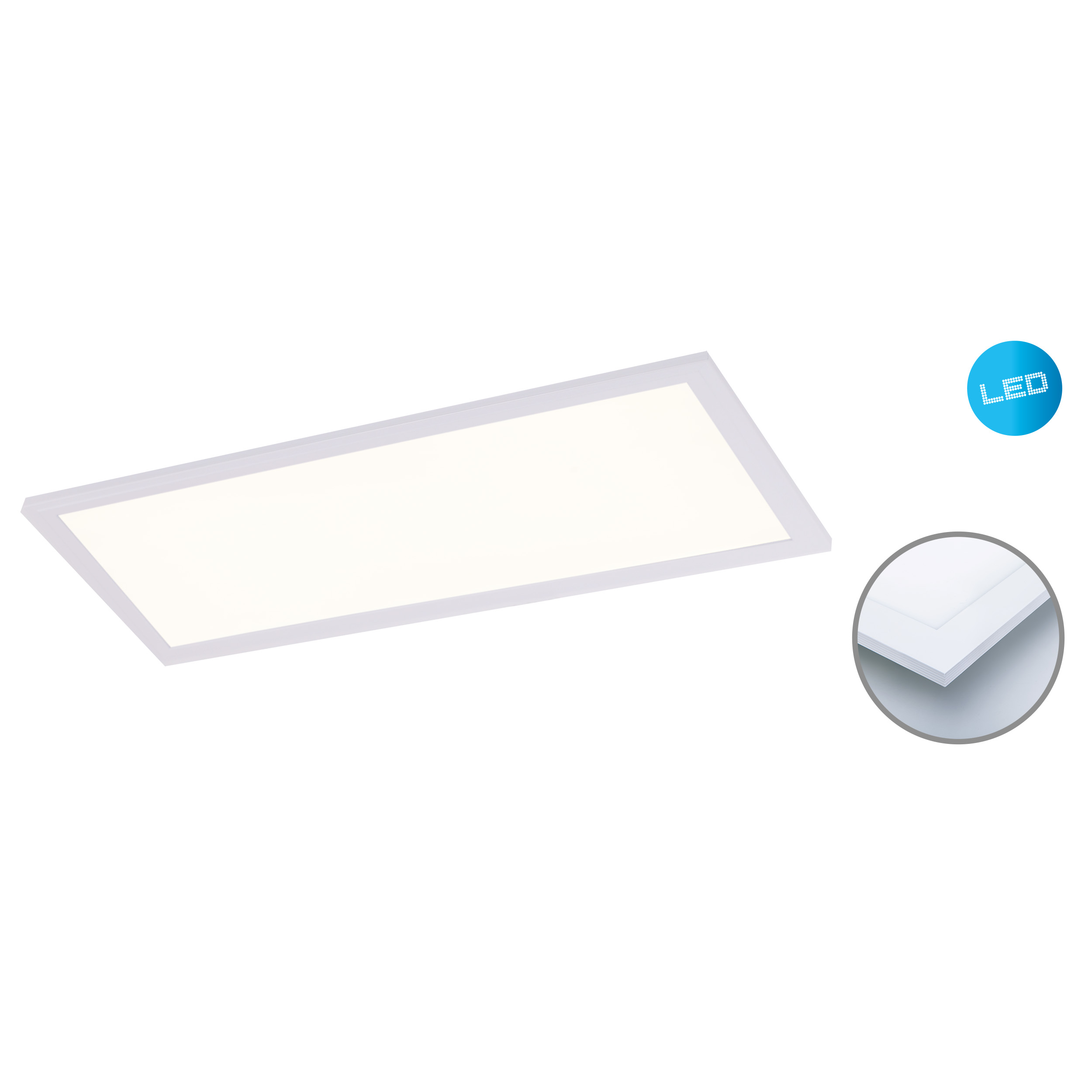 Weißes LED-Panel-Licht mit Detailaufnahme der Kante.