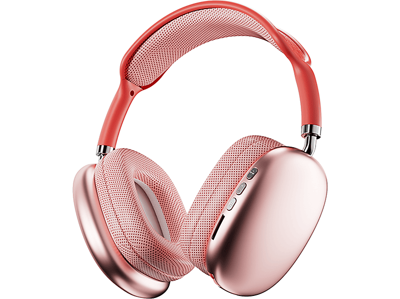 KINSI Kabelloses Bluetooth-Headset, Headset für Musik, Gaming-Headset Funk-Kopfhörer, Over-ear Bluetooth Kopfhörer Bluetooth rot