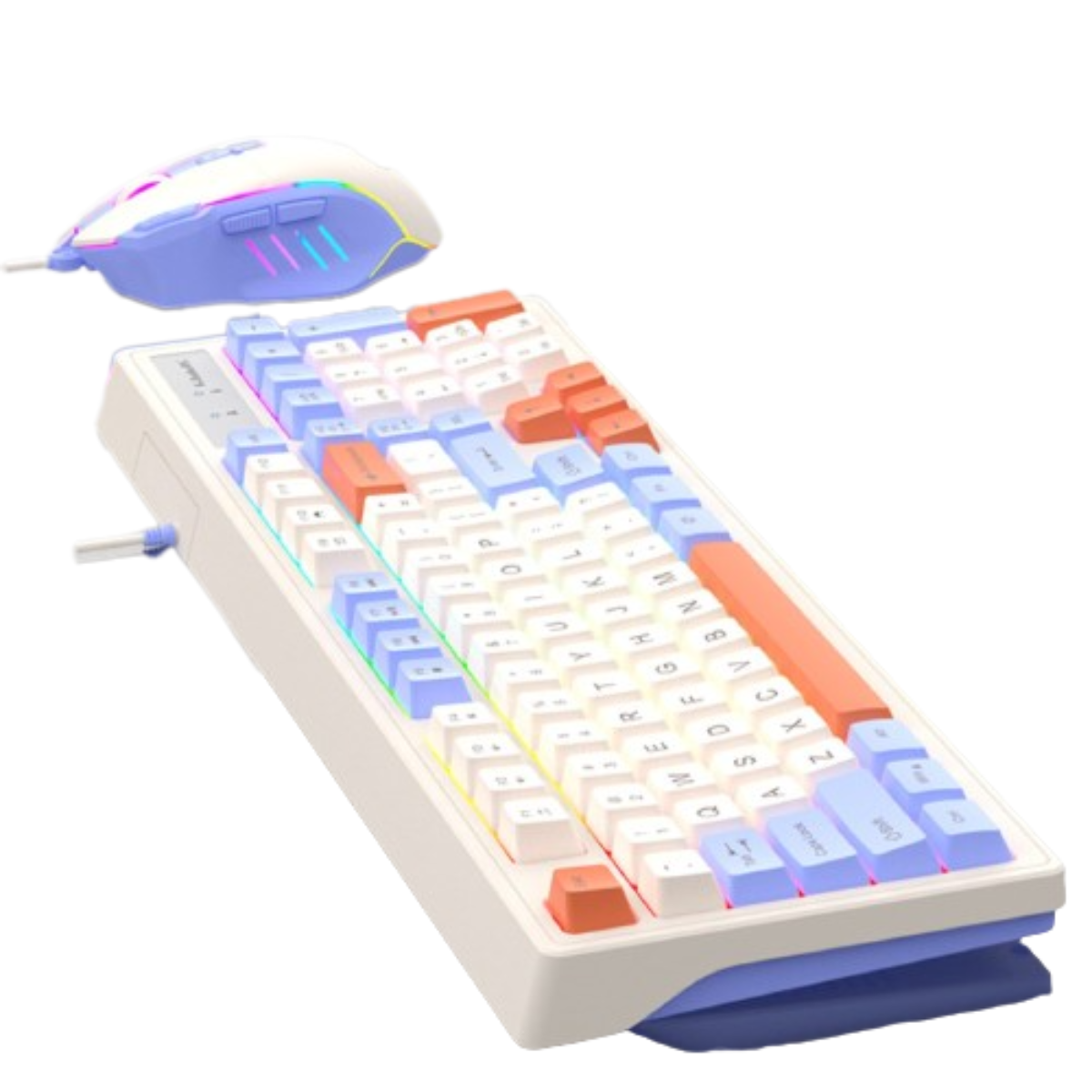 SYNTEK Membrantastatur Gaming Blau 98 Tastatur Tastatur Maus Tasten PCs, Set Maus, für Desktop und und