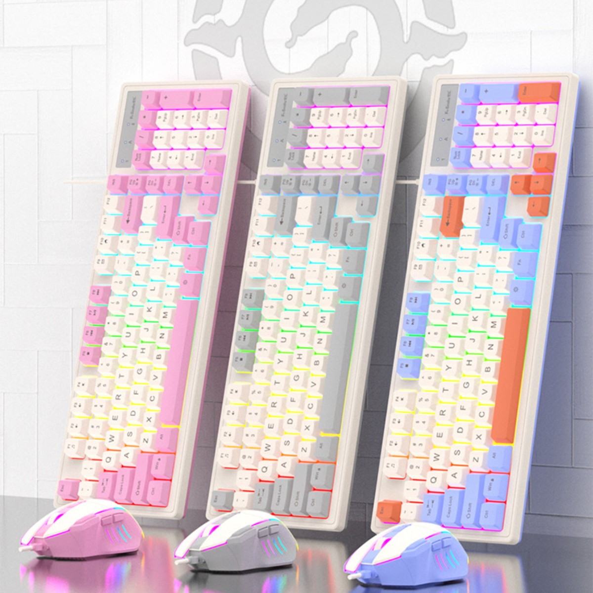 SYNTEK Membrantastatur Set Maus Tastatur PCs, Blau 98 Gaming Desktop Maus, Tasten Tastatur und und für