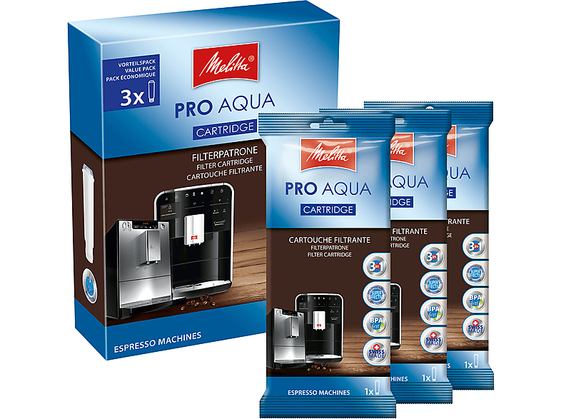 MELITTA Pro Aqua Set Filterpatrone Weiß Set Claris-System Kaffeevollautomaten mit 3er für