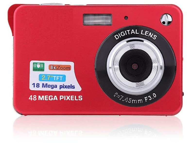 SYNTEK HD-Digitalkamera 48 Megapixel Retro Rot Studentenkarte Kamera Video Camcorder Digitalkameras Rot, TFT-Bildschirm mit hoher Auflösung
