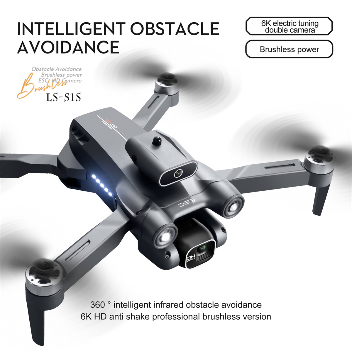 BYTELIKE Drohne mit Dark Grey Drohnen, Kinder Quadrocopter 6K Kamera für Ultimativer