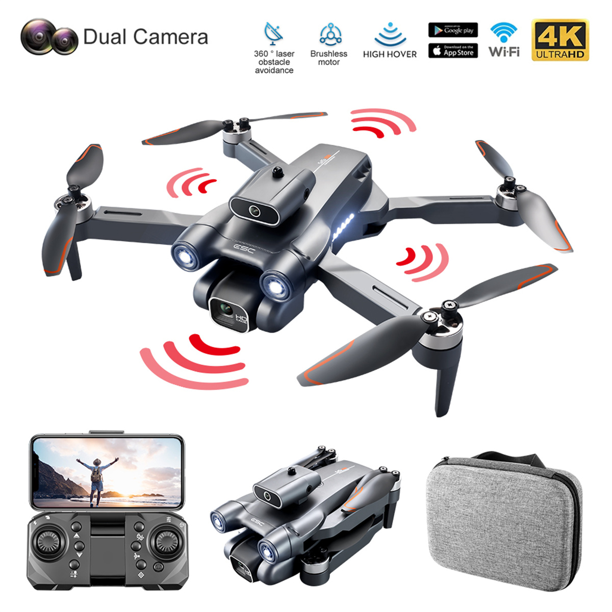 BYTELIKE Drohne mit 6K Quadrocopter Grey Kinder Drohnen, Kamera für Dark Ultimativer