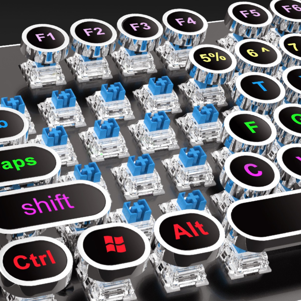Green Tastaturen, Retro Tastatur Schwarz SYNTEK Mechanisch Keyboard Punk Mechanische Plated Shaft Gaming Tastatur,