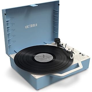 Tocadiscos  - VT007 VICTROLA, RCA +  auriculares, 33 1/3, 45, 78 RPM, Azul