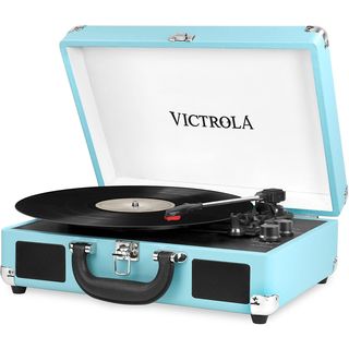 Tocadiscos  - VT006 VICTROLA, RCA +  auriculares, 33 1/3, 45, 78 RPM, Turquesa