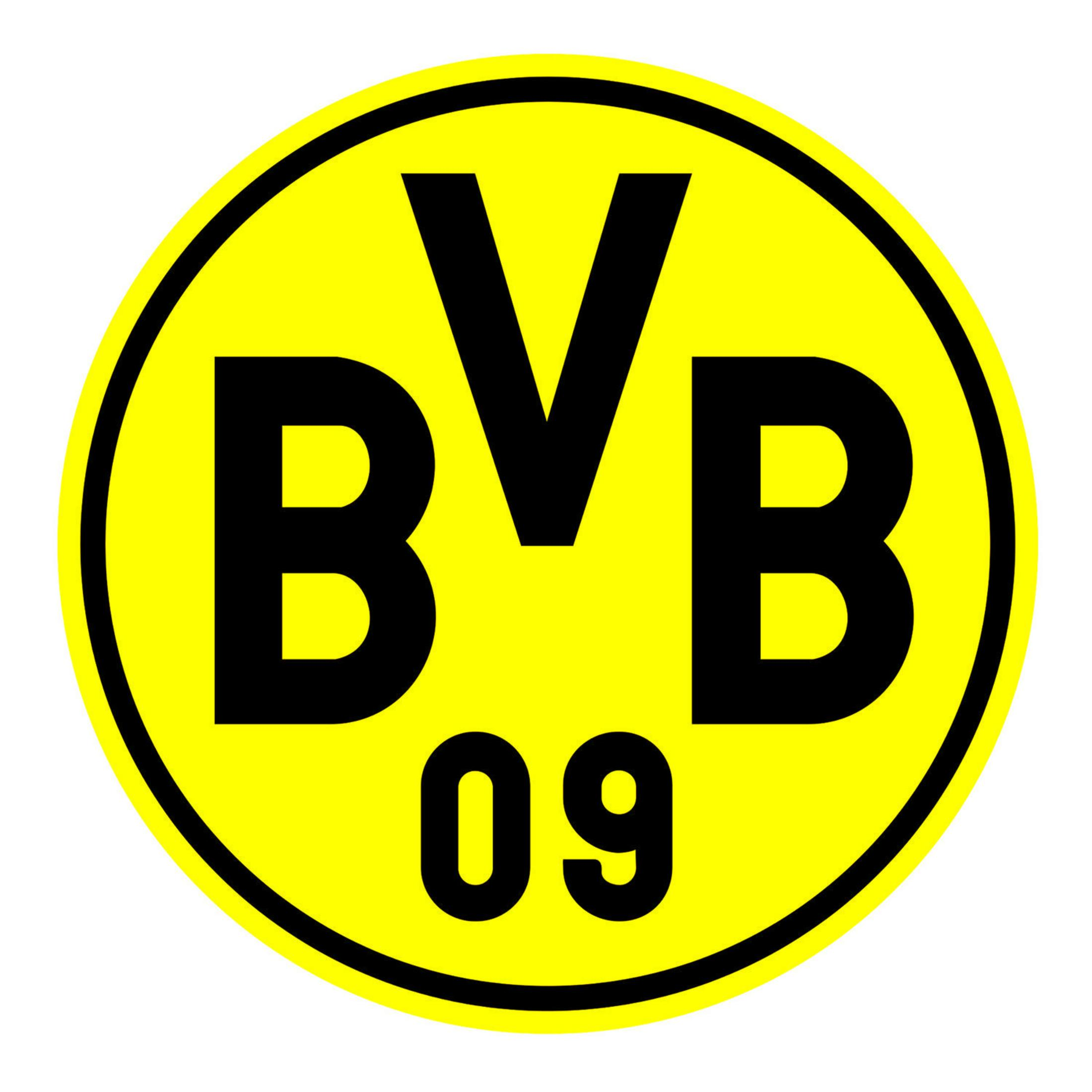 Ein gelber Kreis mit 'BVB 09' in schwarzem Text. Der Hintergrund ist weiß.