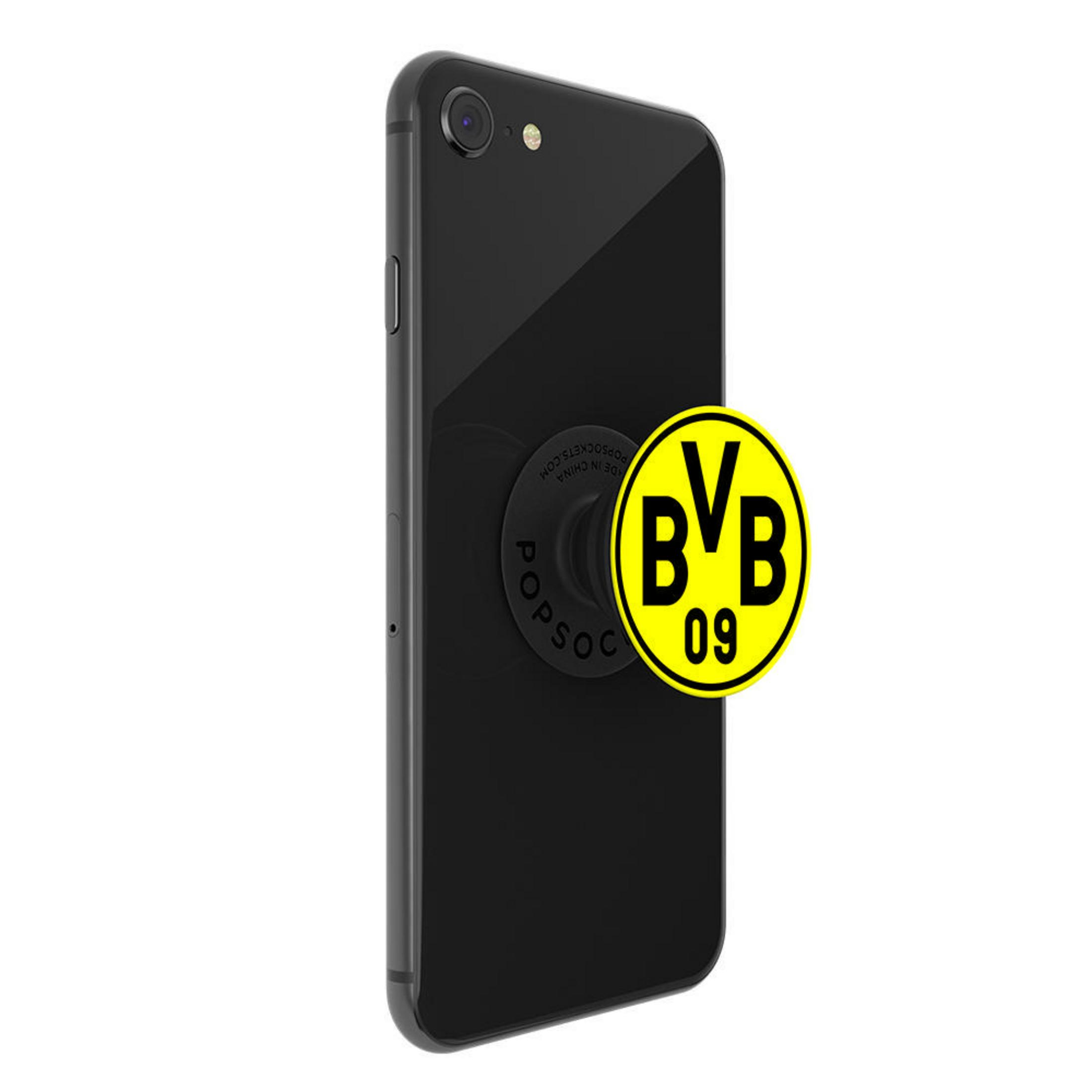Schwarzes Telefon mit angebrachtem BVB 09 PopSocket.