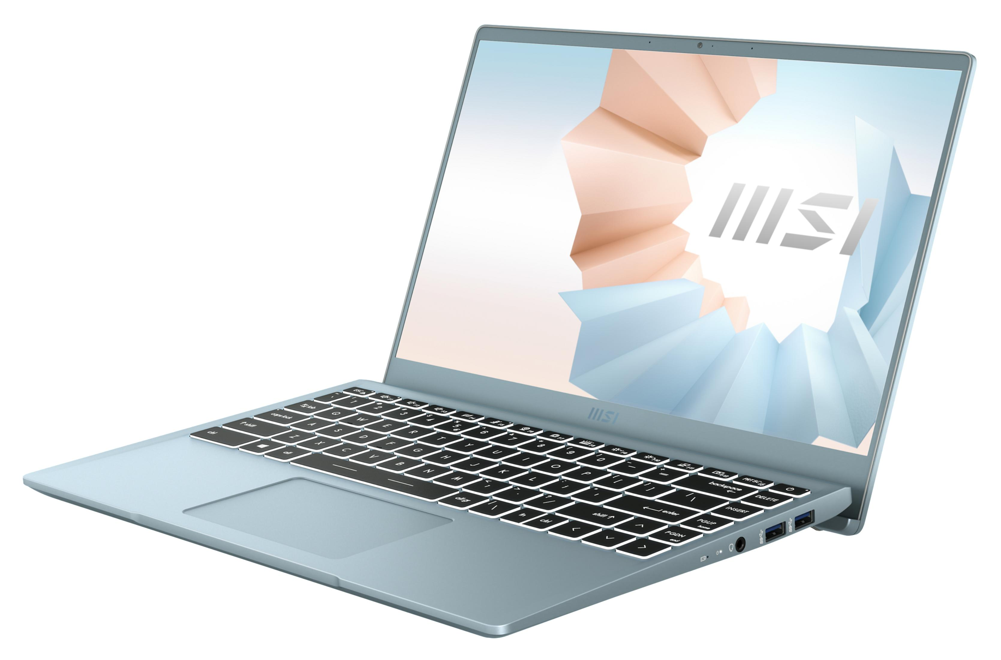MSI MODERN 14 Stone SSD, SSD, GB RAM, Core™ i7 GB 512 Display, 14 Intel, Zoll Blue I7-1165G7/8GB/512GB 8 mit B11MO-035 Intel® Notebook Prozessor