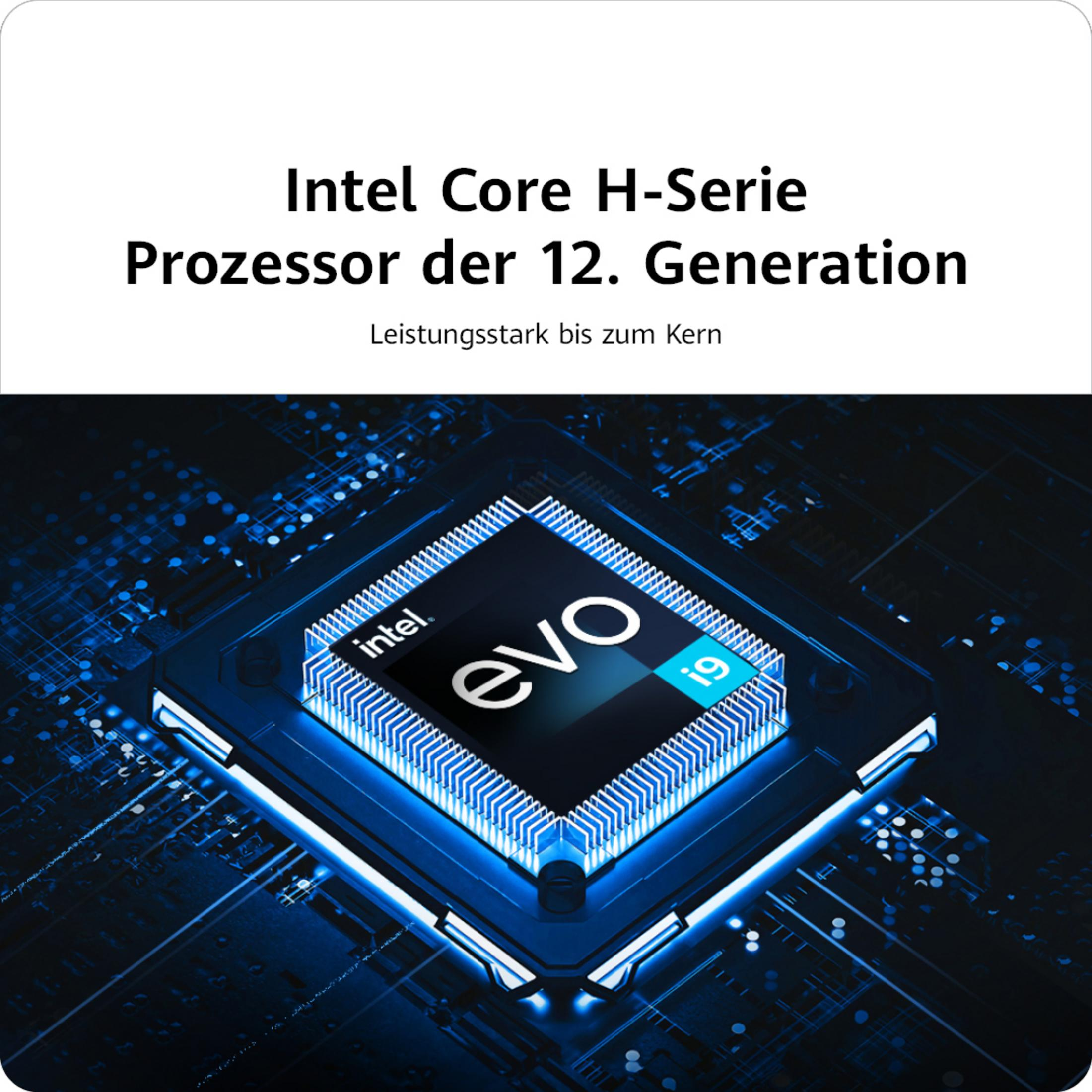 Bild des Intel Core H-Serie Prozessors mit Text.