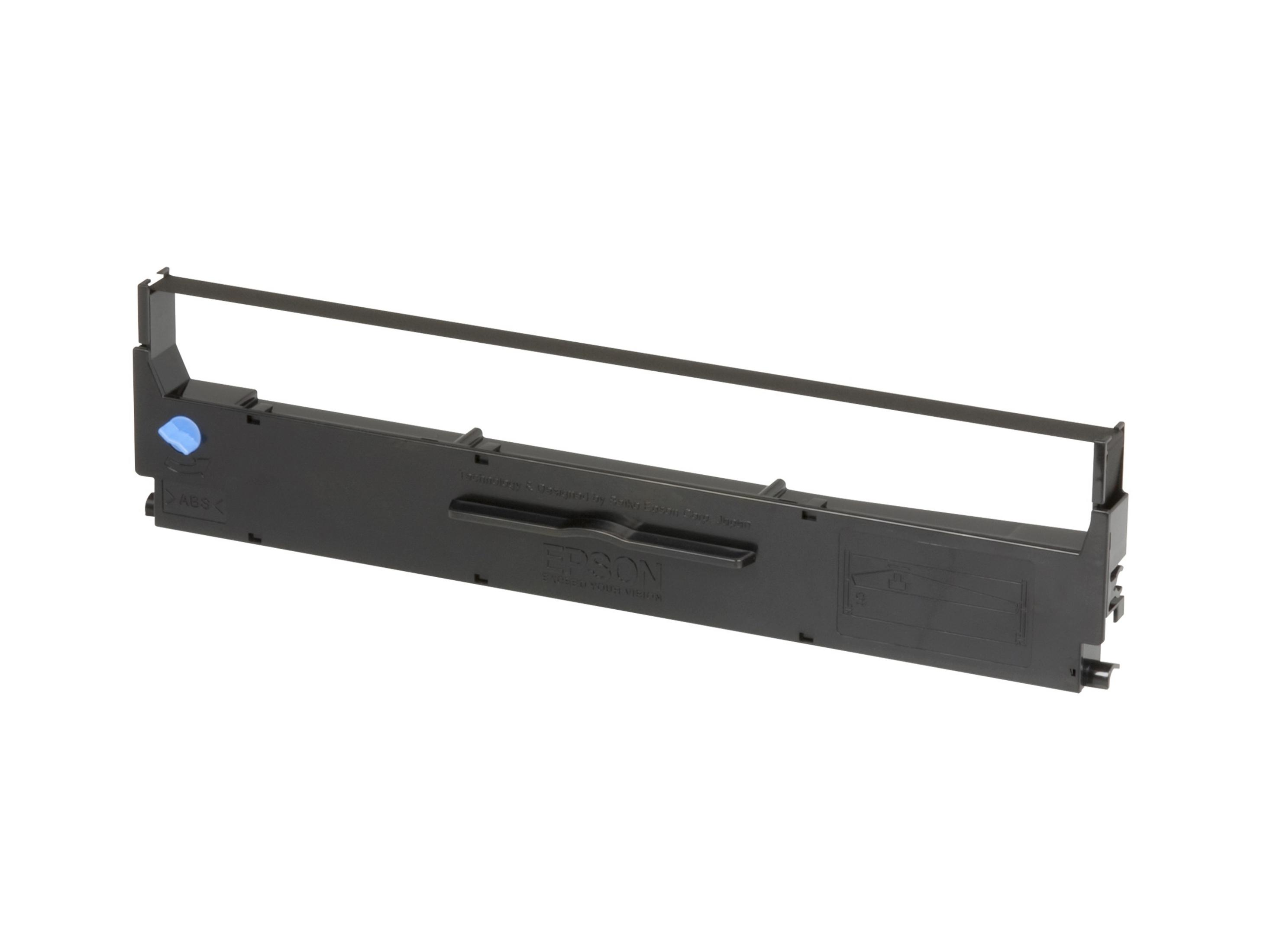 Black printer ribbon cartridge on a white background.