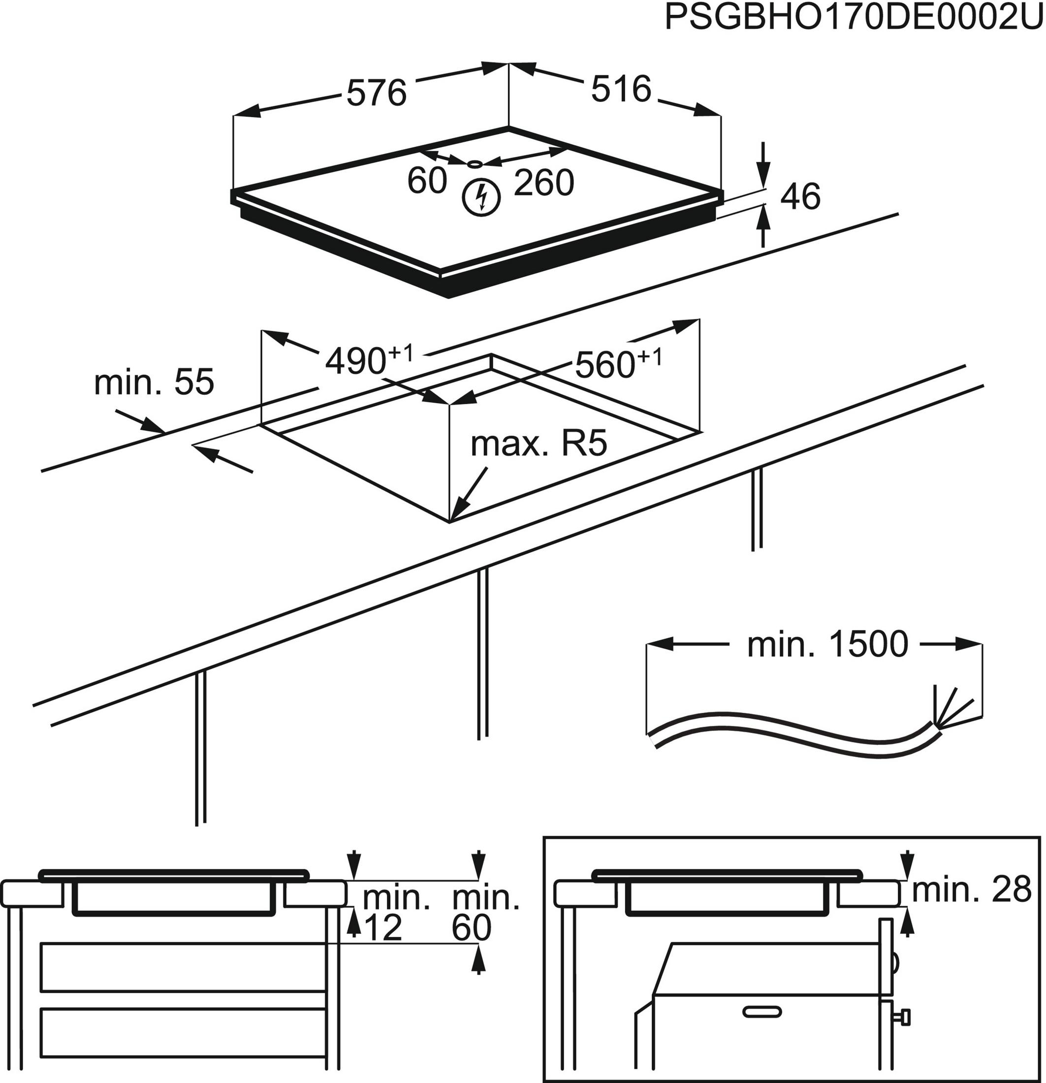 AEG 6000 DoubleBridge / 60 Schwarz Autarkes / 4 cm (60 Induktionskochfeld breit, Induktionskochfeld Kochfelder) cm