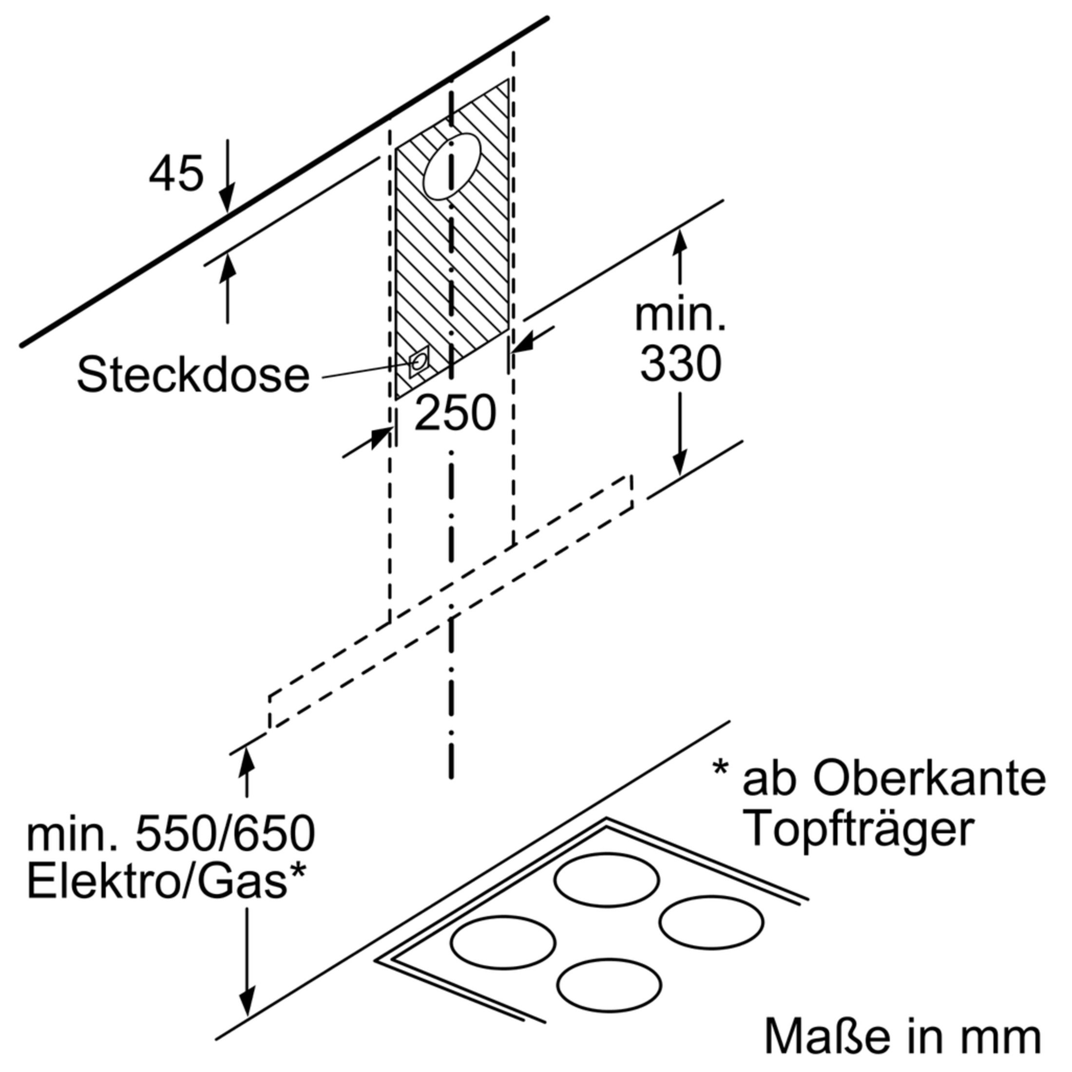 Dunstabzugshaube breit, 101,00 cm 96 DWB BC50 tief) (55,00 cm WANDESSE, BOSCH