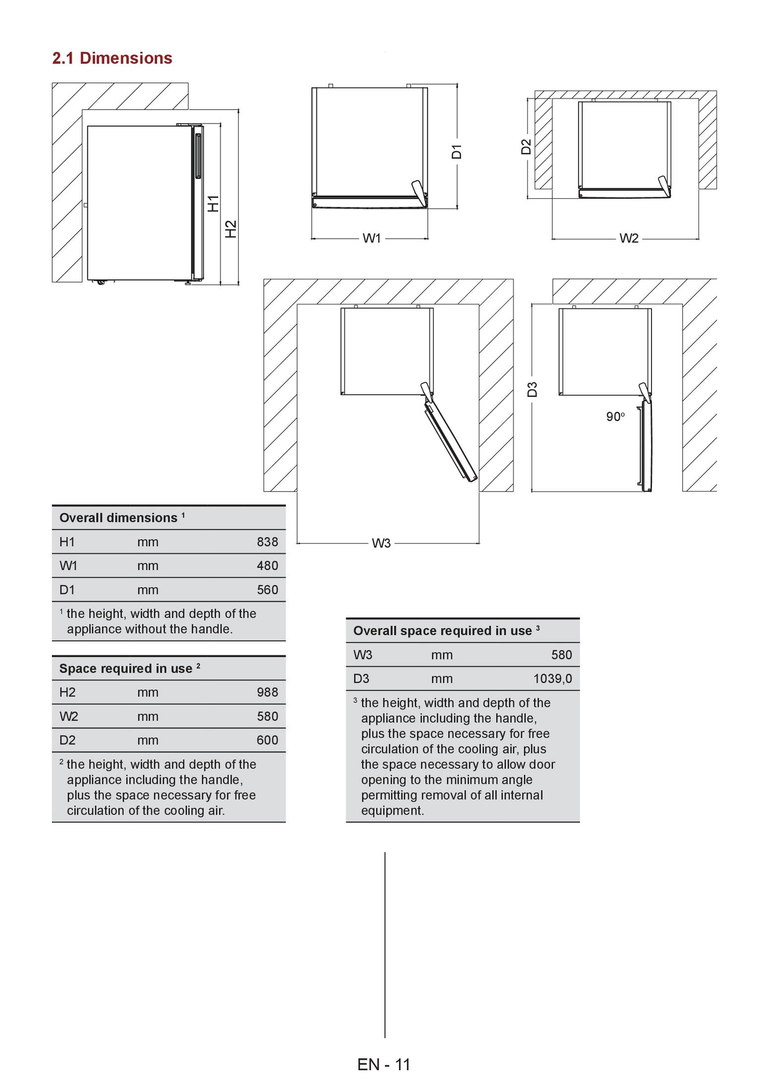 Diagramm der Produktabmessungen und der Platzanforderungen für die Installation.
