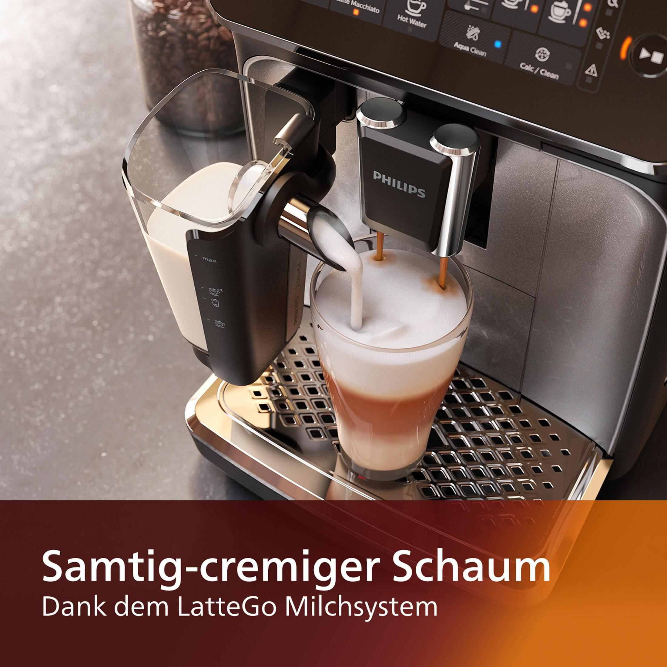 Kaffeevollautomat Matt-Schwarz/Silber-lackierte PHILIPS SW EP 3246/70 Arena LATTEGO 3200