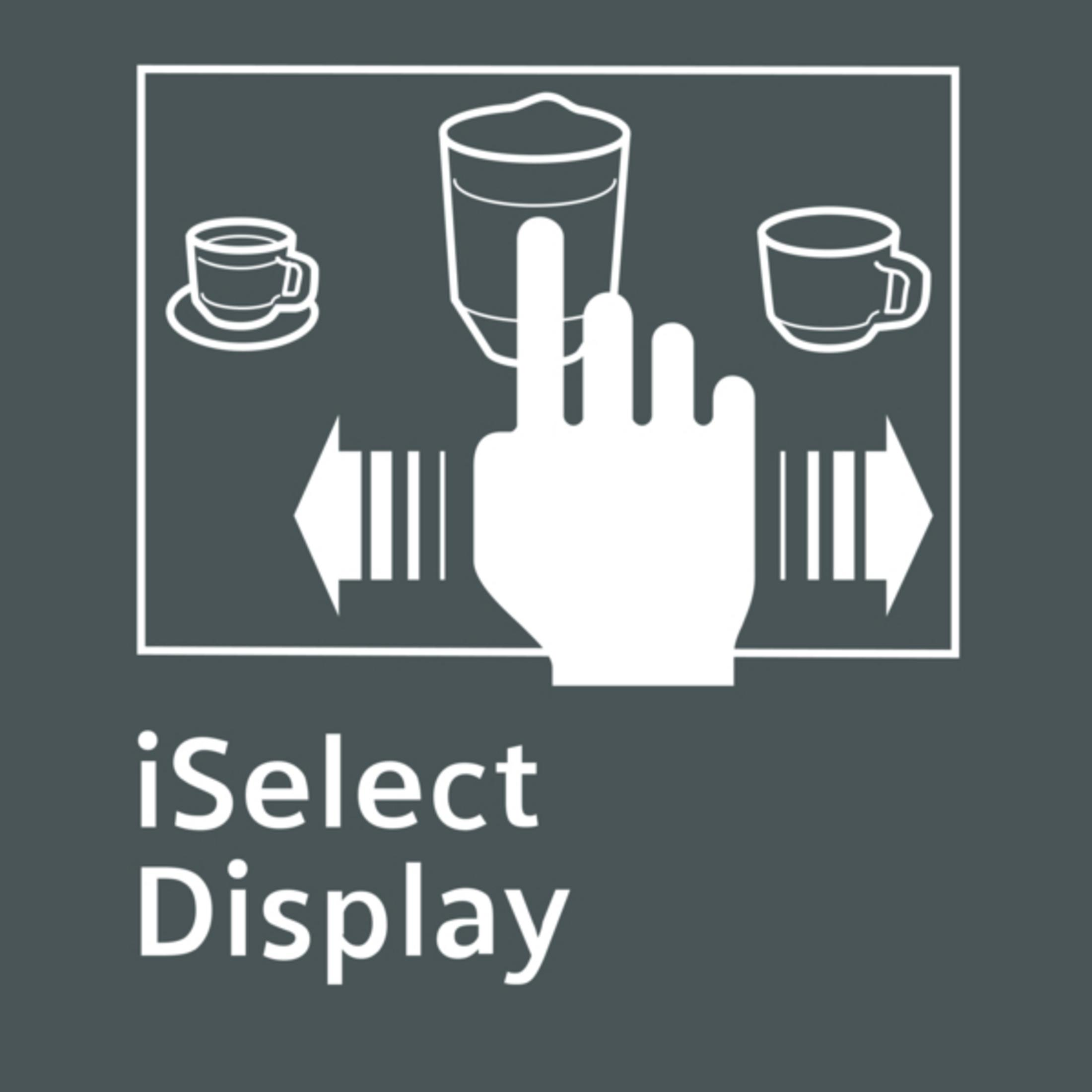 Ikona z dłonią wybierającą ikonę filiżanki na ekranie.