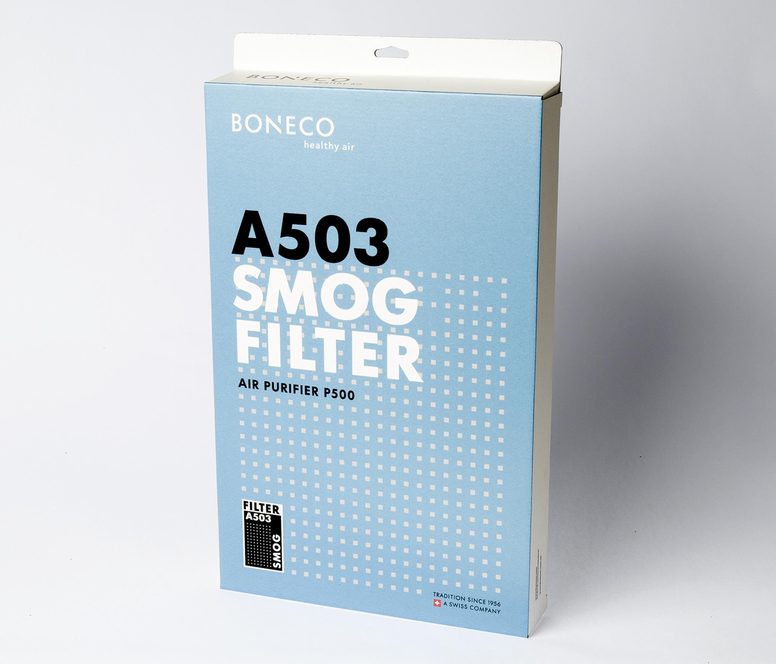 Eine Schachtel eines Smogfilters.