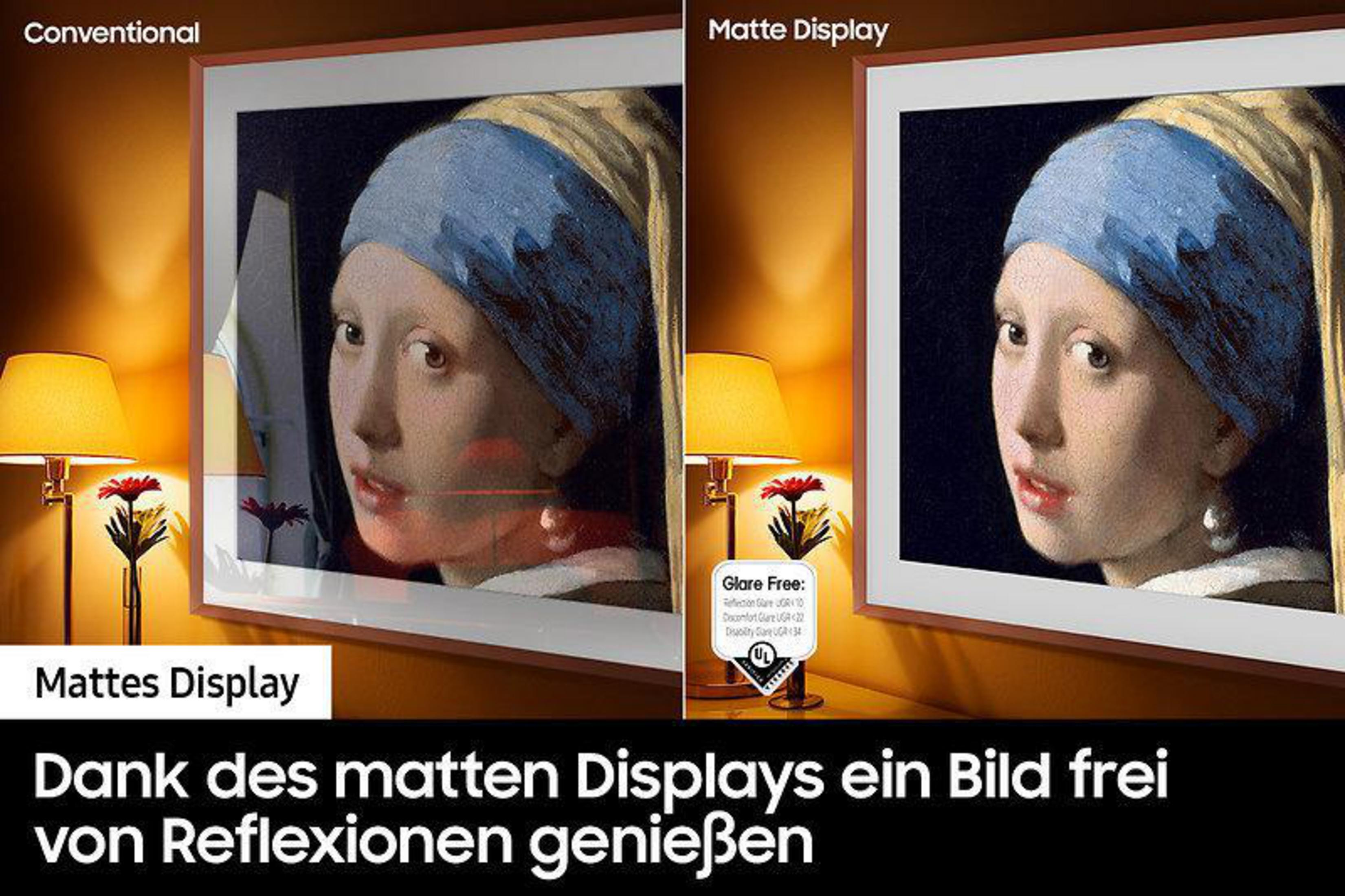 Ekrany pokazujące obraz, konwencjonalny vs. matowy.