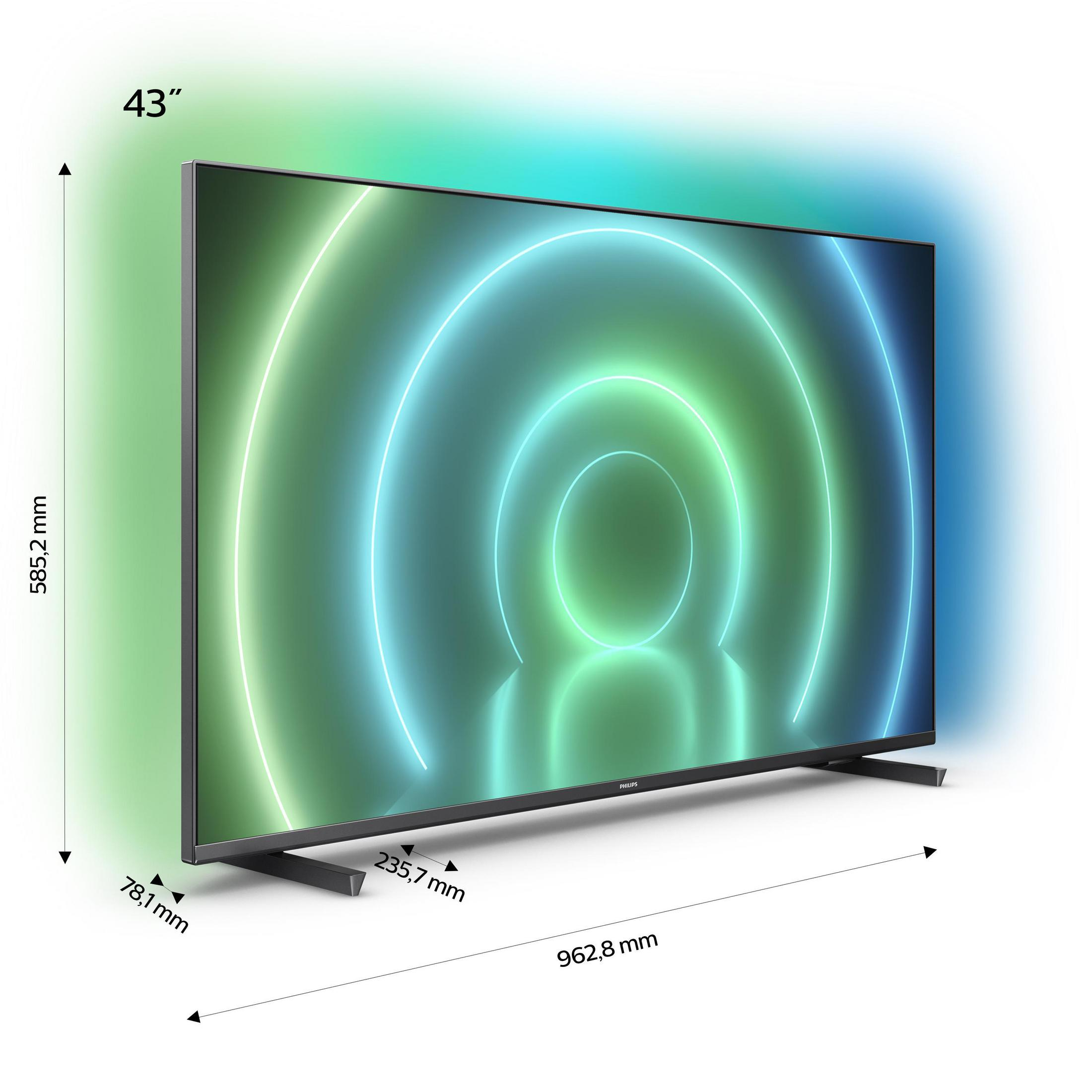 TV LED 10 Zoll PUS 4K, cm, 43 43 Ambilight, 7906/12 109,22 UHD (Flat, PHILIPS / TV™ (Q)) Android