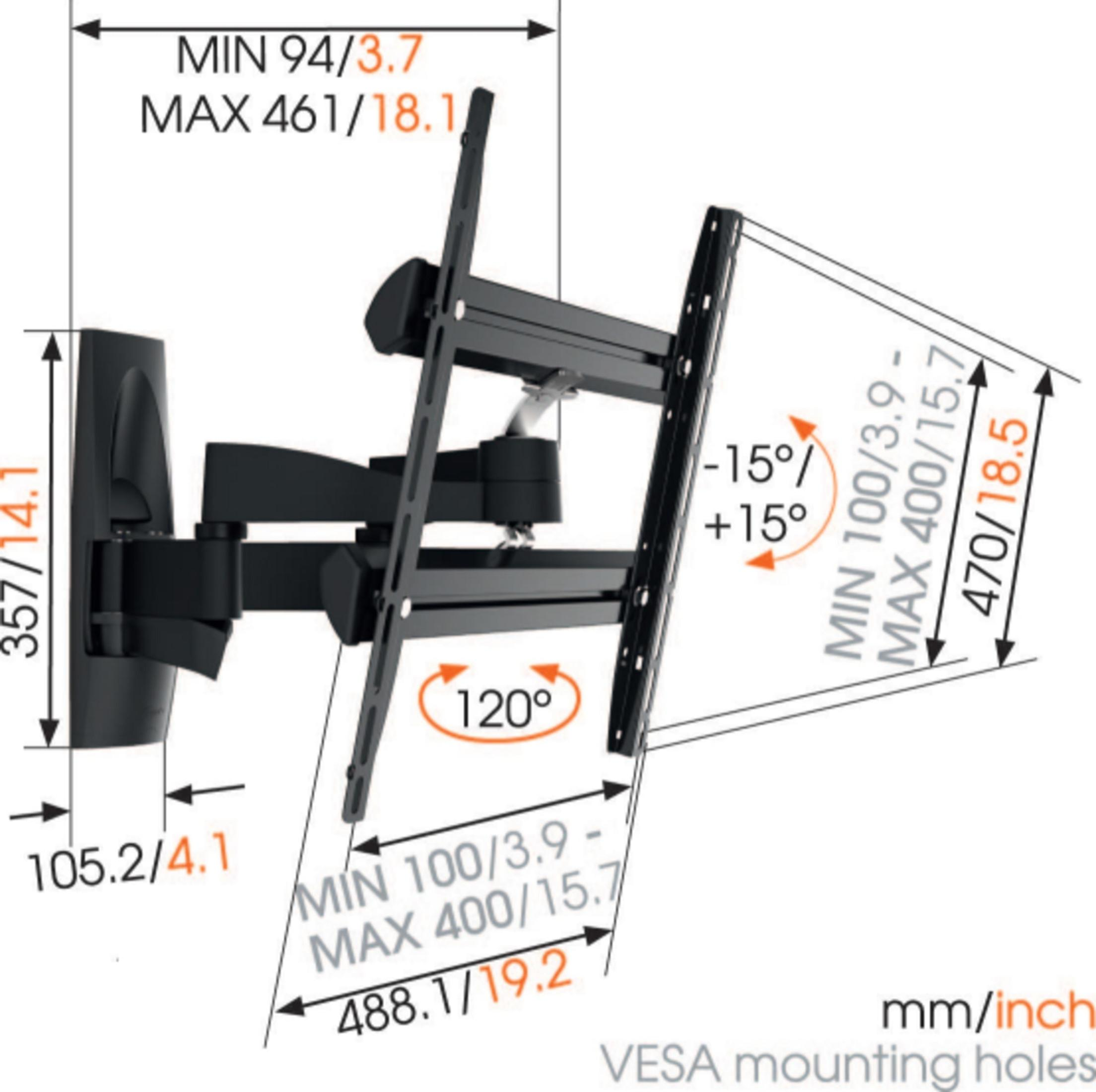 VOGELS WALL 3250 Wandhalterung, Schwarz SCHWARZ