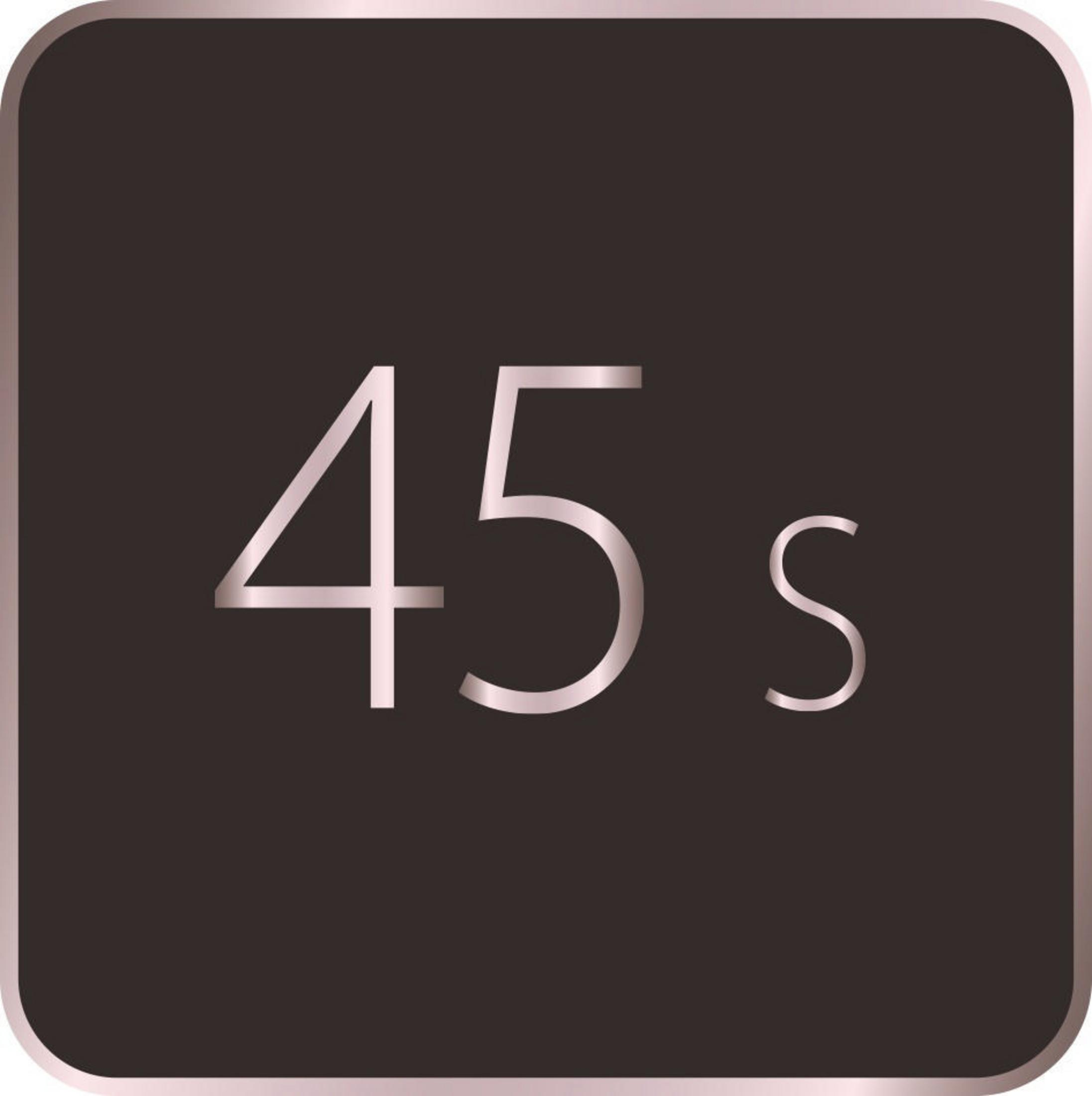 Kwadrat z liczbą 45 i literą 's' wewnątrz, na ciemnobrązowym tle.