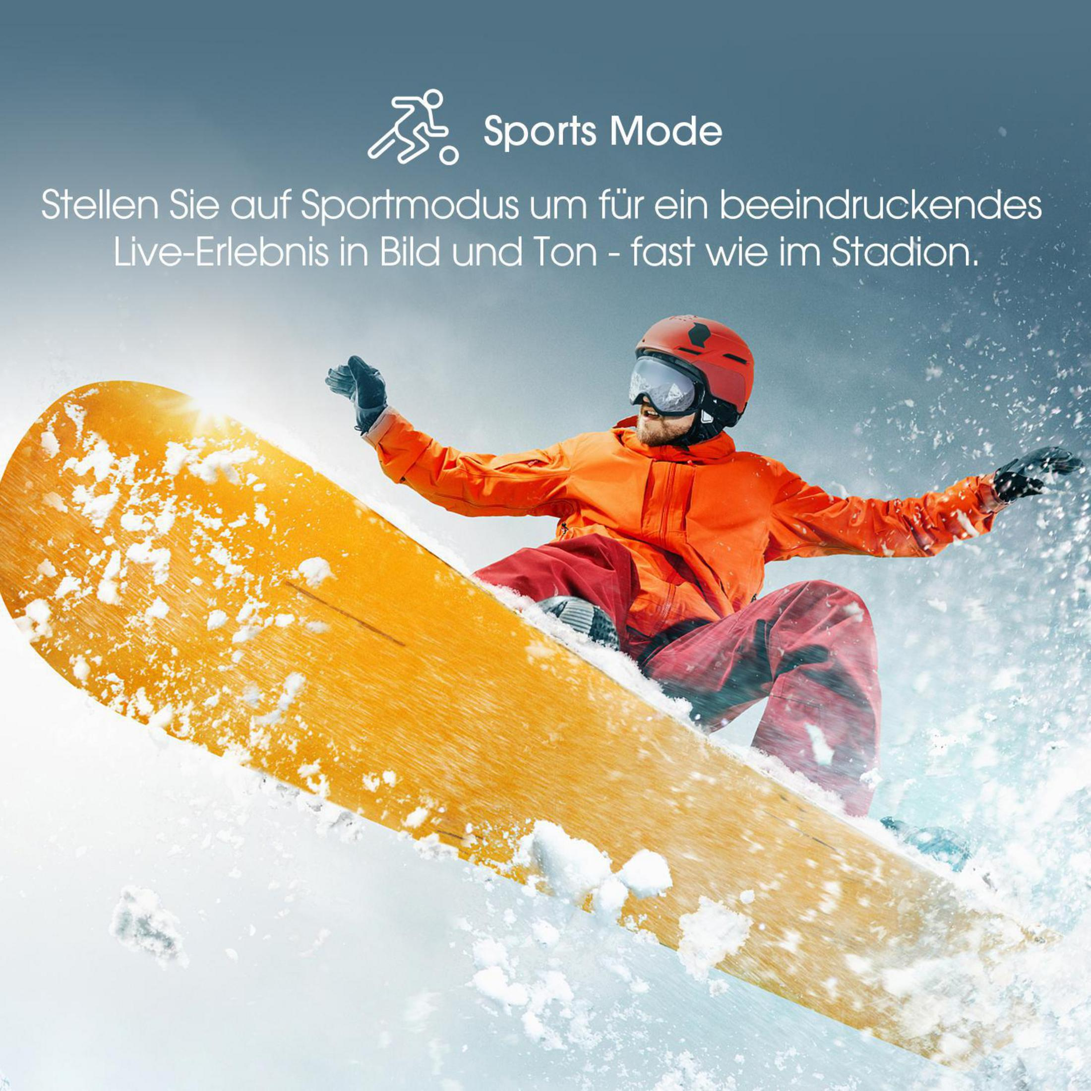 Snowboardzista w pomarańczowym stroju na zaśnieżonym stoku.