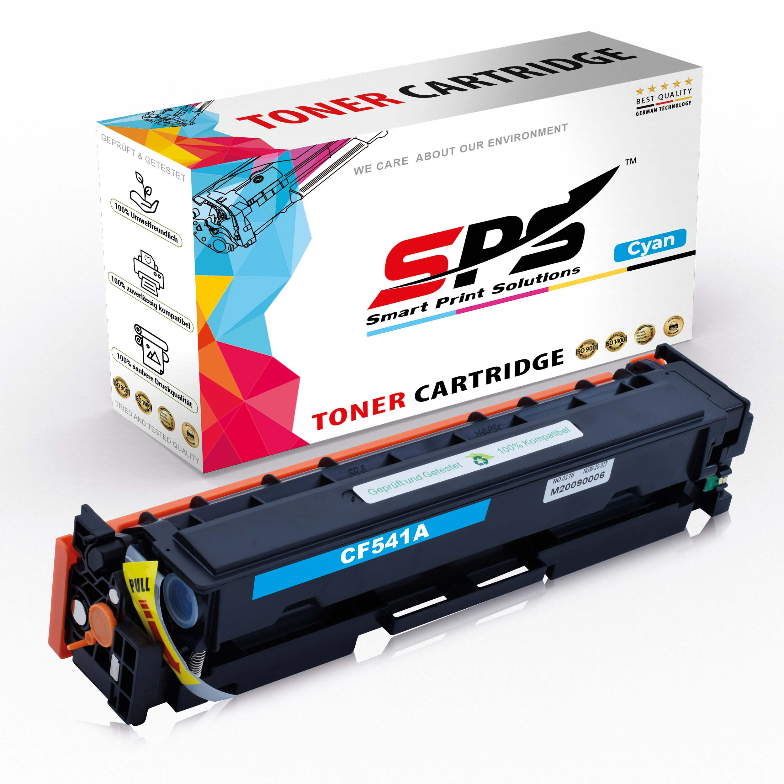 Eine Tonerpatrone in einer Box mit dem 'SP2'-Logo und dem Label 'CF541A'.