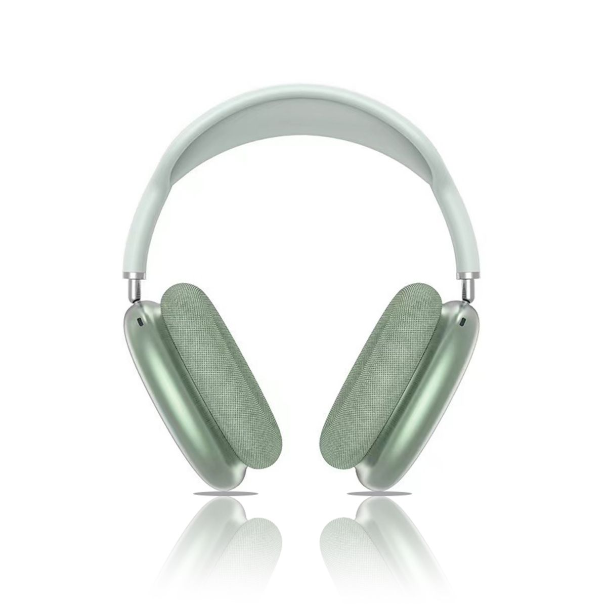 Miętowe słuchawki Apple AirPods Max. Konstrukcja nauszna, ze srebrnymi akcentami.