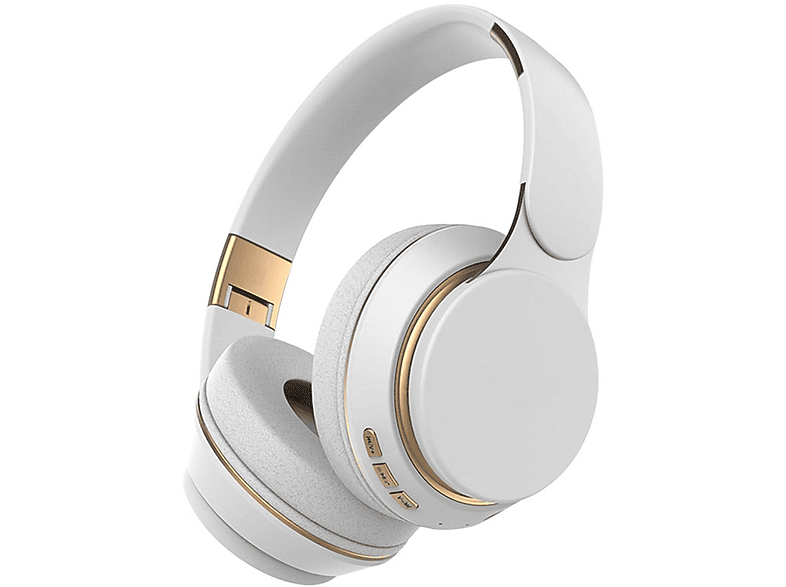 KINSI Kopfhörer Kabellose faltbar,Over-Ear-Kopfhörer, Bluetooth und Over-ear Kopfhörer,Sport-Kopfhörer,Einziehbar weiß