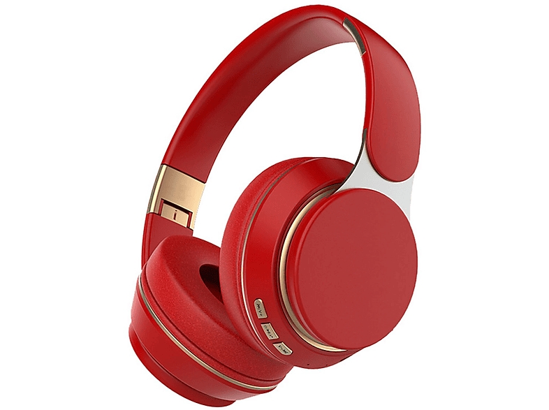 und KINSI faltbar,Sport-Kopfhörer,Bluetooth, Over-Ear-Kopfhörer,Einziehbar rot Bluetooth Over-ear Kopfhörer