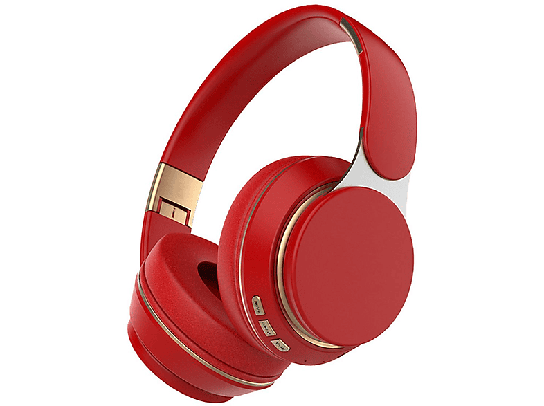 Over-Ear-Kopfhörer,Einziehbar rot und Kopfhörer Over-ear faltbar,Sport-Kopfhörer,Bluetooth, KINSI Bluetooth