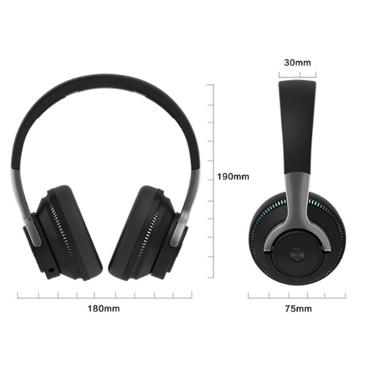 DIIDA Sport-Kopfhörer, Over-Ear, Kopfhörer Bluetooth Bluetooth-Kopfhörer, Noise-Cancelling, Kopfhörer, schwarz Kabellose Over-ear