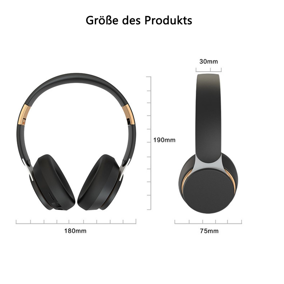 Over-ear und KINSI Kopfhörer,Einziehbar Over-Ear-Bluetooth faltbar,Sport-Kopfhörer, Bluetooth Kopfhörer schwarz