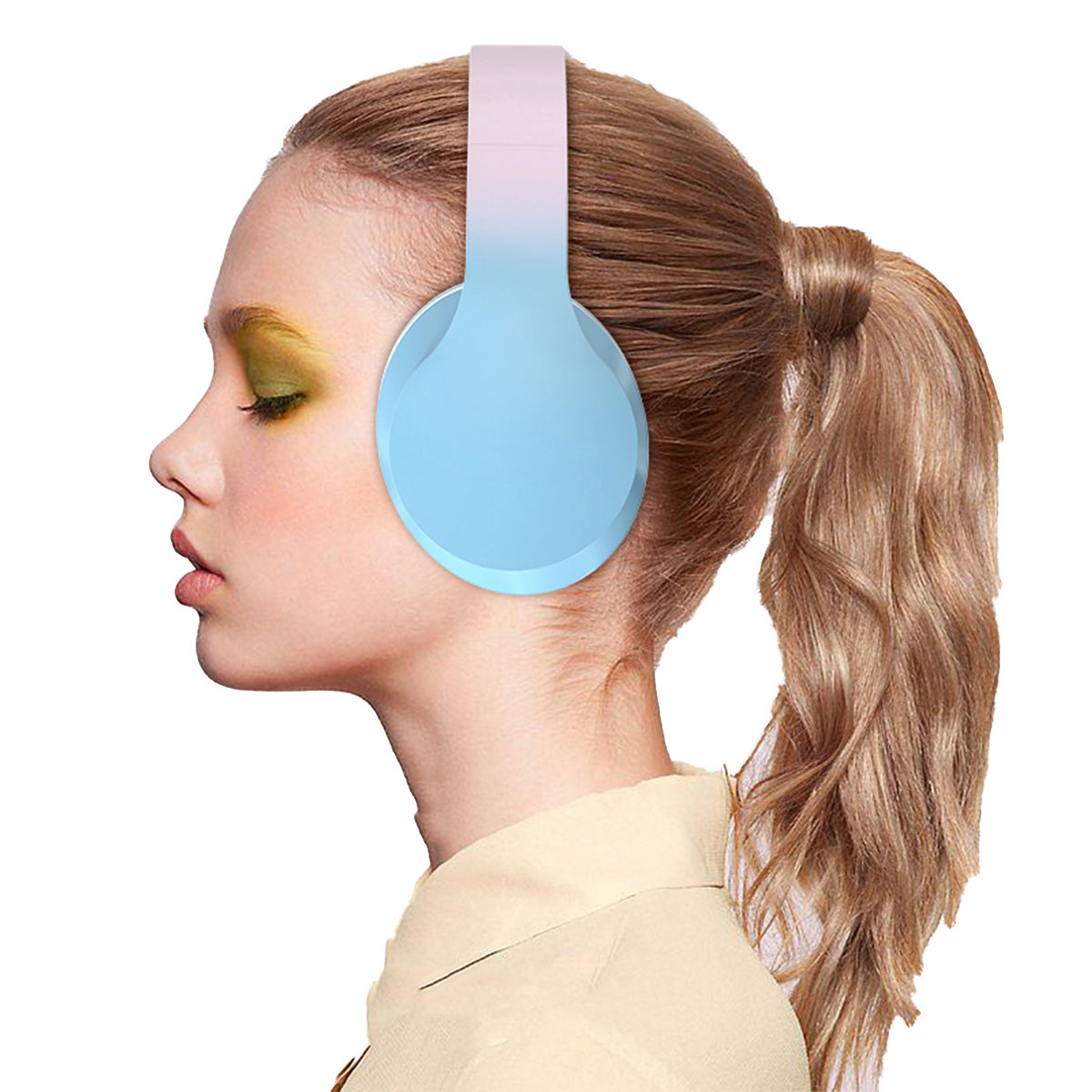 Dunstblau Bluetooth Headset Over-Ear-Kopfhörer, Memory-Schaumstoff, KINSI Ohrenschützer aus Bluetooth Over-ear Faltbare,