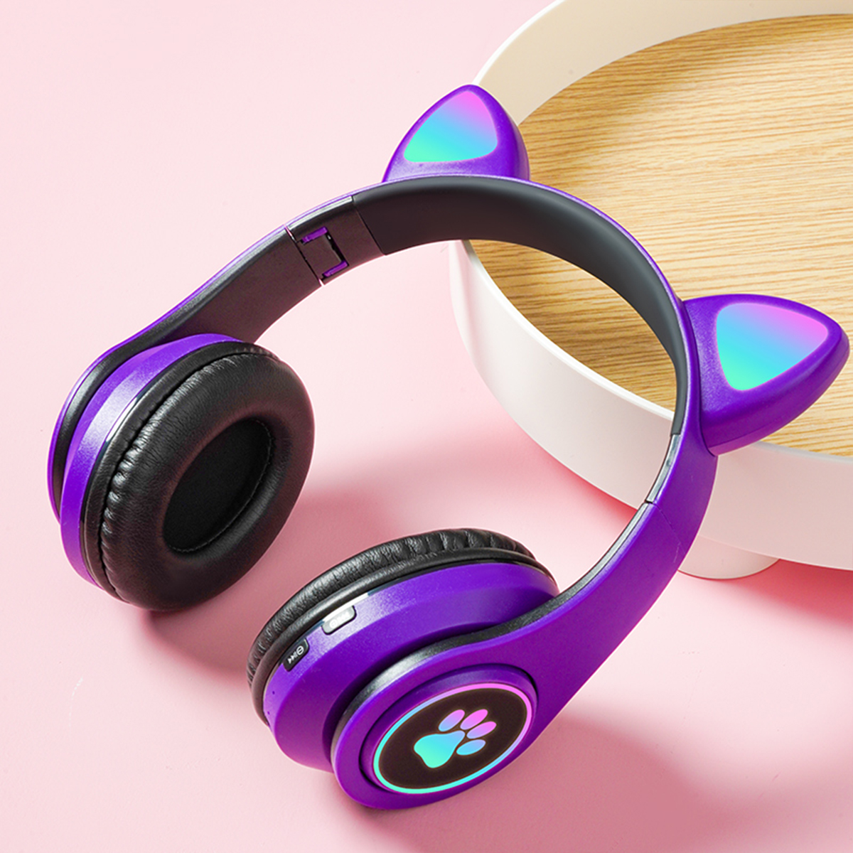KINSI Drahtloses Headset, Bluetooth, Bluetooth kompatibel Over-ear lila mit Kinder-Kopfhörer, Computer/Telefon, Bluetooth-Headset