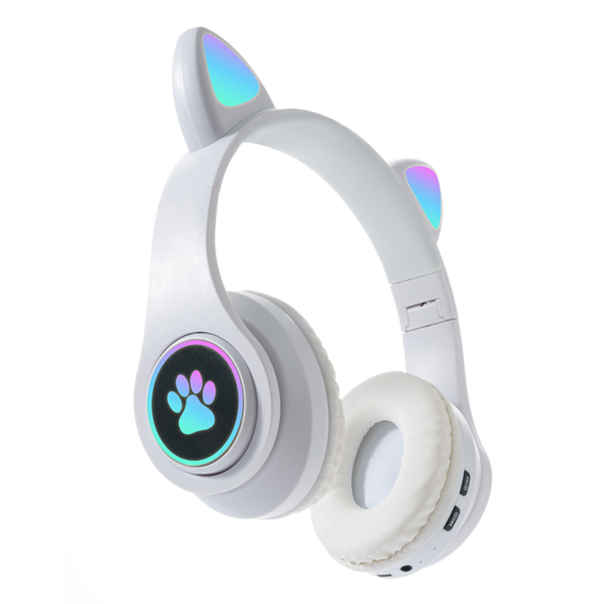 Faltbares, Kinder-Kopfhörer, Bluetooth-Headset Katzenohr-Headset, Over-ear KINSI Gaming-Headset, weiß Bluetooth, Bluetooth