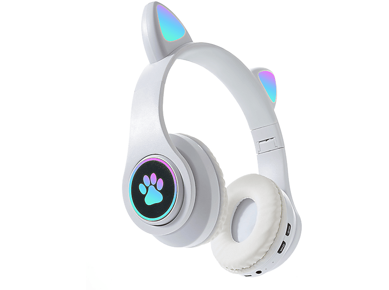 KINSI B39B Katzenohren, RGB-Lichter, Over-ear Bluetooth-Headset Bluetooth weiß